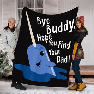 Bye Buddy Narwhal Elf Printed Fleece Blanket - 1