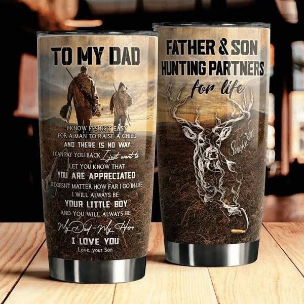 Gift For Father Tumbler,Deer Hunting,Father & Son Hunting Partners For Life