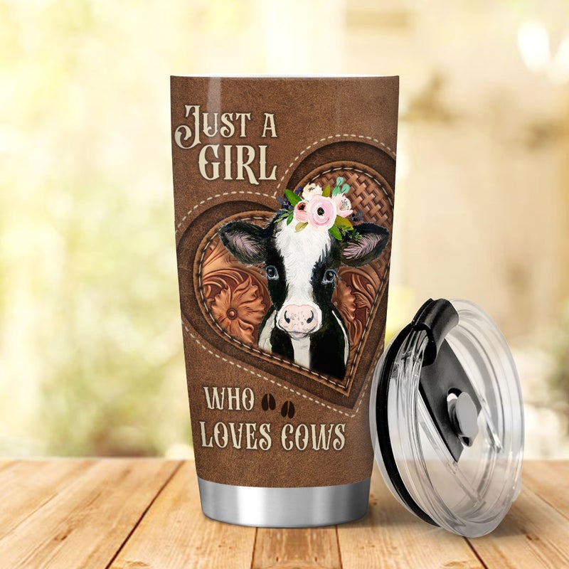 Just A Girl Who Loves Cows Inspiration, Cow Heifer Lover Tumbler