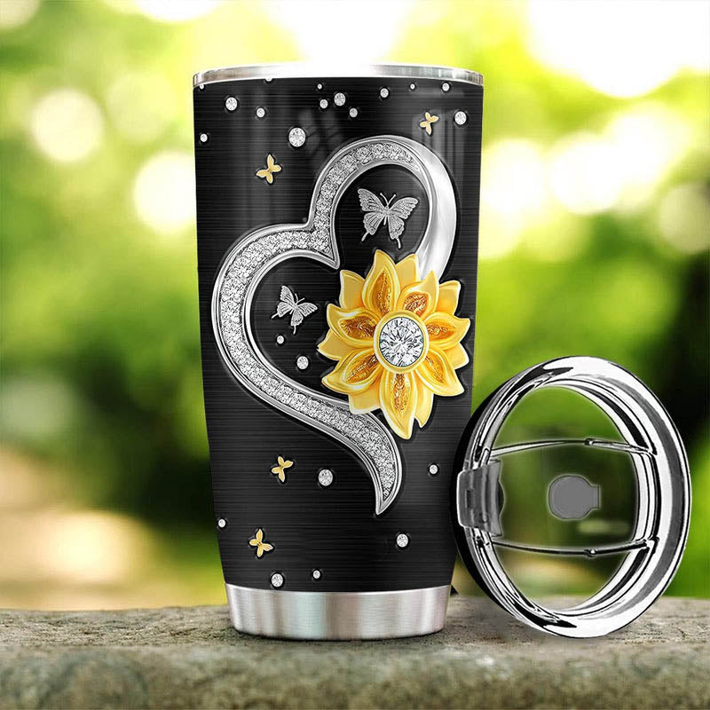 To my mom tumbler - Mother Gift Butterfly Sunflower Jewelry Style, Birthday Present for Women