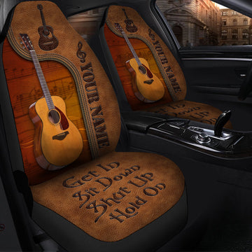 Personalized Name Guitar Hold on Car Seat Covers Universal Fit - Set 2