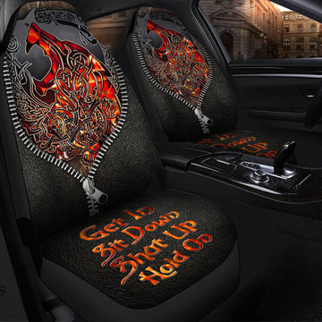 Viking Fenrir Red Tattoo Hold on Car Seat Covers Universal Fit - Set 2