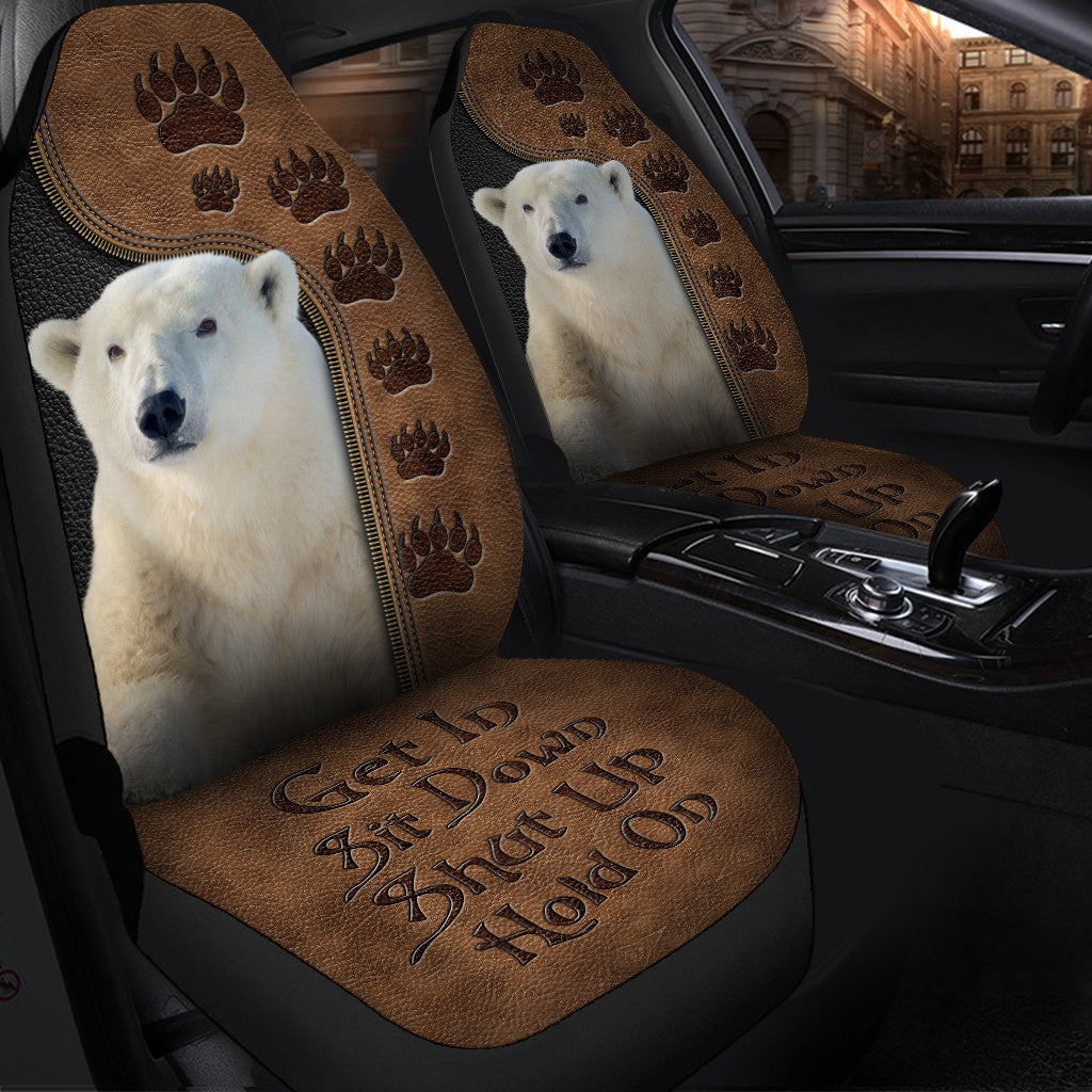 Polar Bear Hold on Funny Car Seat Covers Universal Fit Set 2