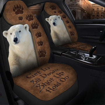Polar Bear Hold on Funny Car Seat Covers Universal Fit Set 2