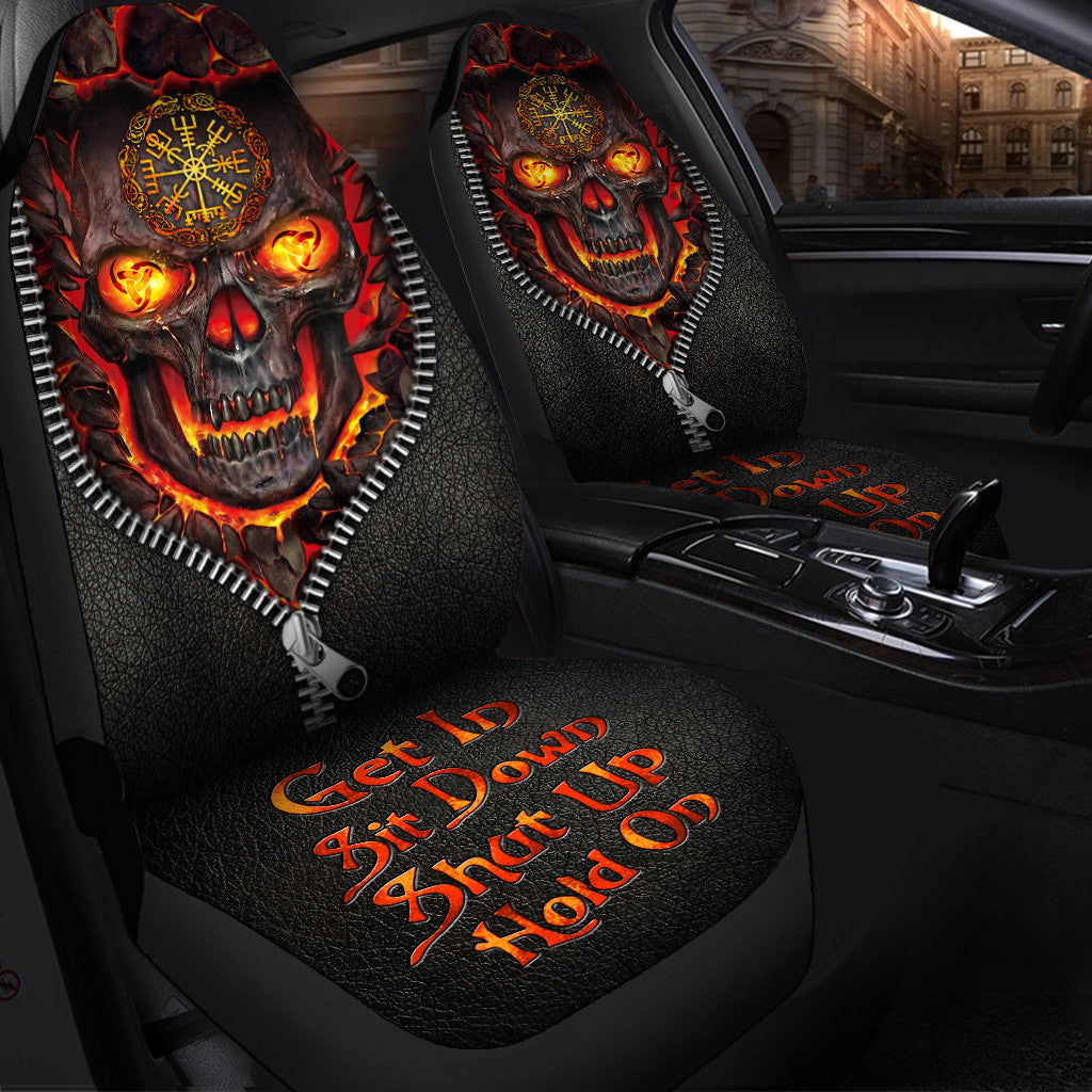 Viking Skull Hold on Car Seat Covers Universal Fit - Set 2
