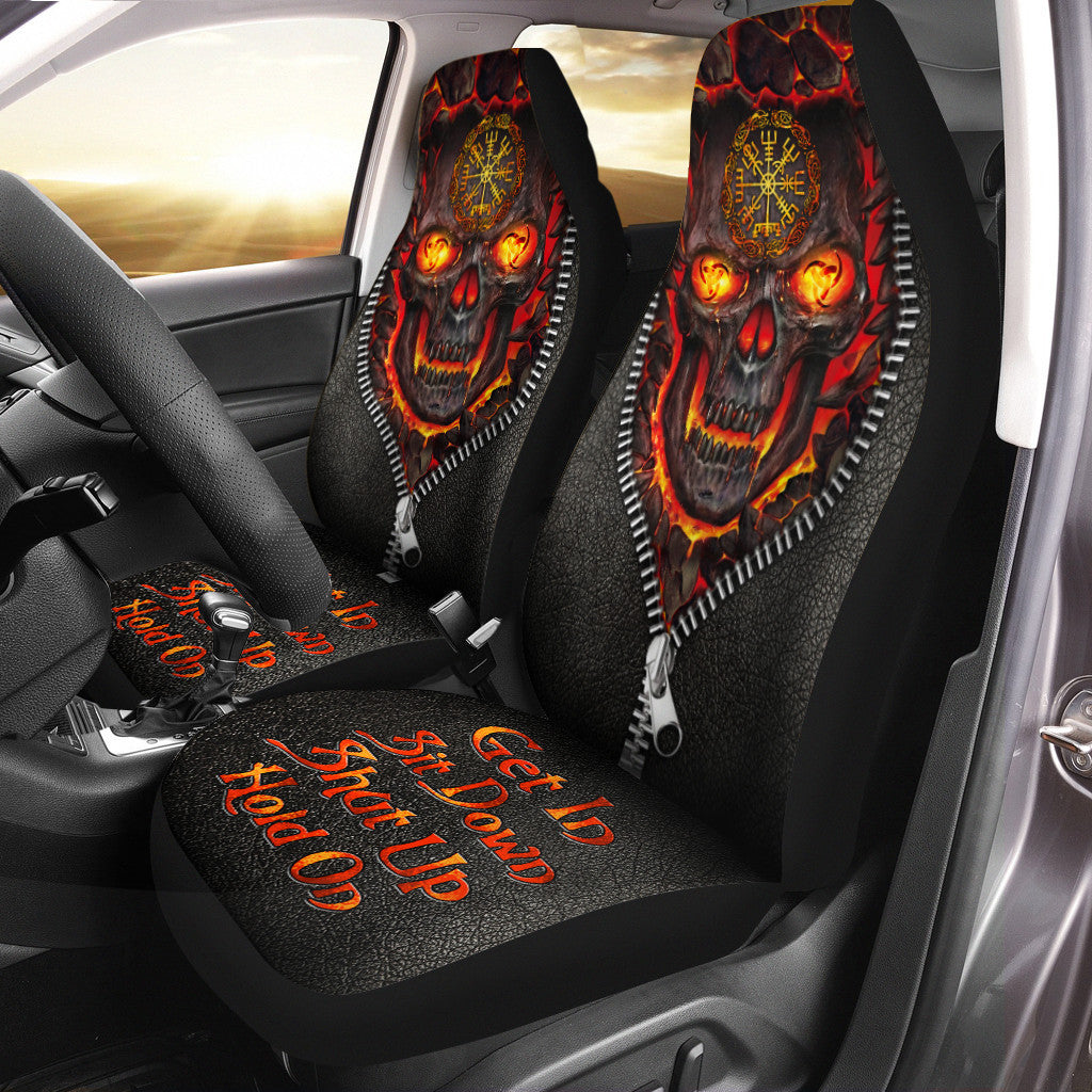 Viking Skull Hold on Car Seat Covers Universal Fit - Set 2
