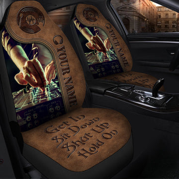 Personalized Name Disc Jockey Hold on Car Seat Covers Universal Fit - Set 2 Q220305