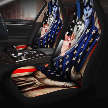 Husky Inside American Flag Car Seat Covers