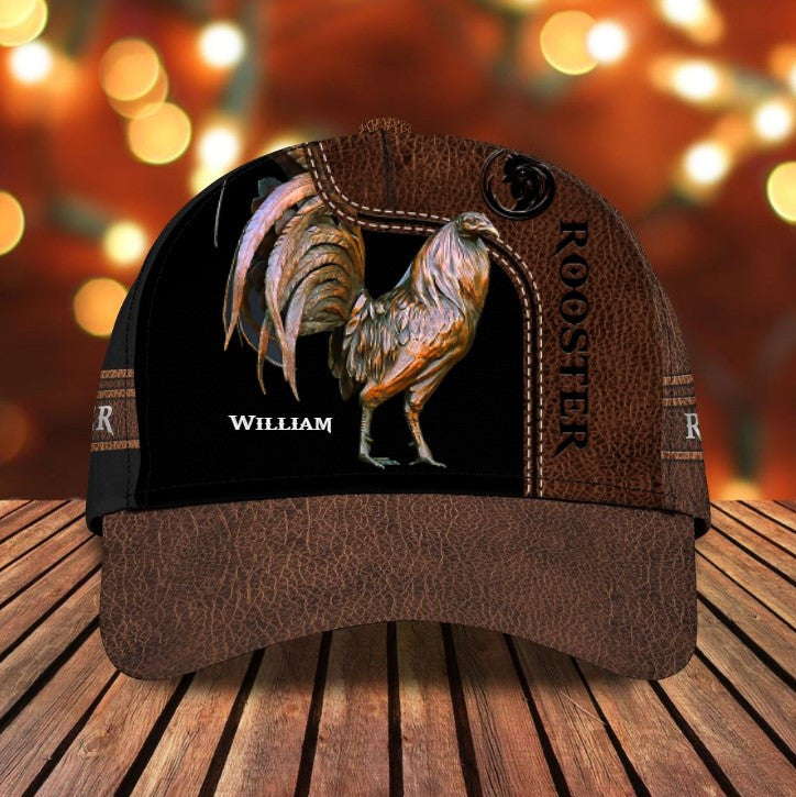 Personalized Rooster Cap Custom Name 3D Classic Cap for Men Who love Chicken