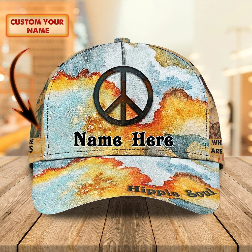 Hippie Dog Personalized Hippie Cap - Dog and Her 3D Cap for Hippie Lovers