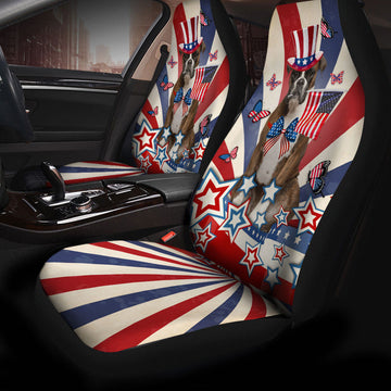 Boxer Inside American Flag Car Seat Covers