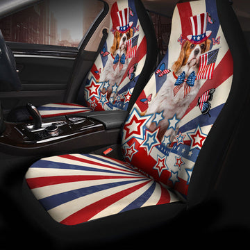 Cavalier King Charles Spaniel Inside American Flag Car Seat Covers