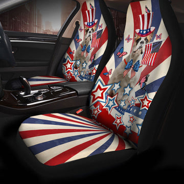 French Bulldog Inside American Flag Car Seat Covers