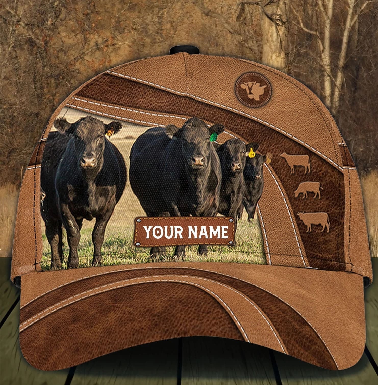 Personalized Black Angus Cow Farm Cap for Farmer, Cow Hat for Dad and Mom 3D Cap for Husband