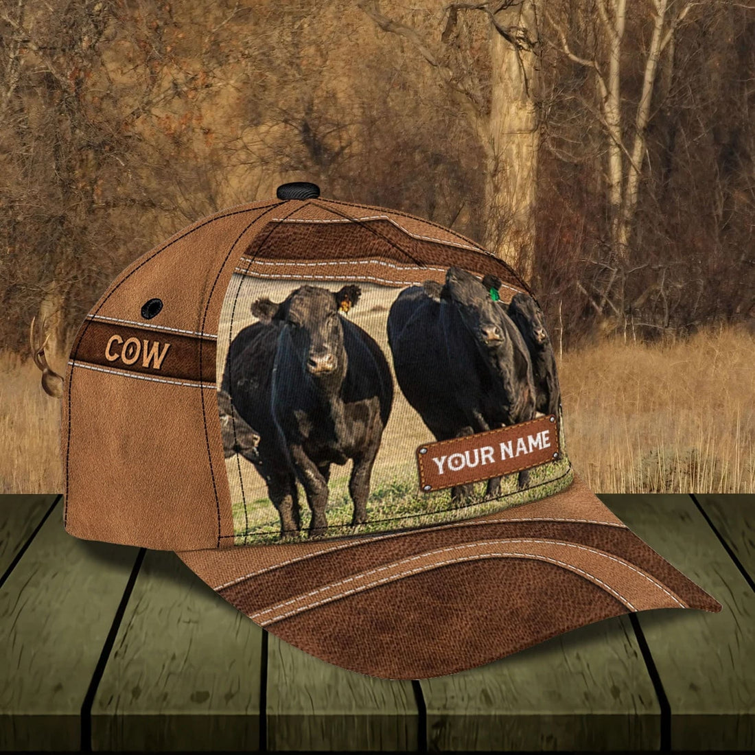 Personalized Black Angus Cow Farm Cap for Farmer, Cow Hat for Dad and Mom 3D Cap for Husband