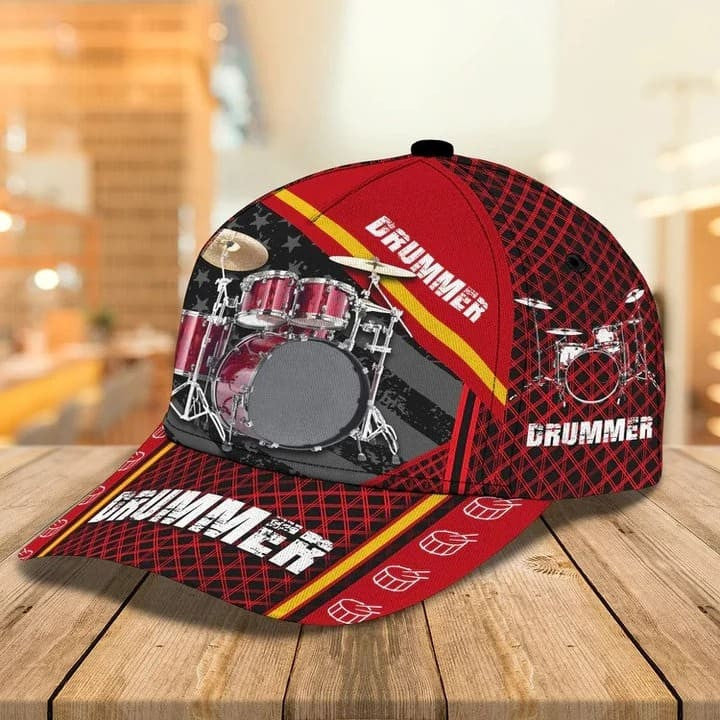 Gift For Drummer, Personalized Drummer Hat 3D Cap All Over Prints For Drummer, Drummer Gifts For Him