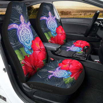 Red Hibiscus Flowers Car Seat Covers Custom Turtle Animal Car Accessories