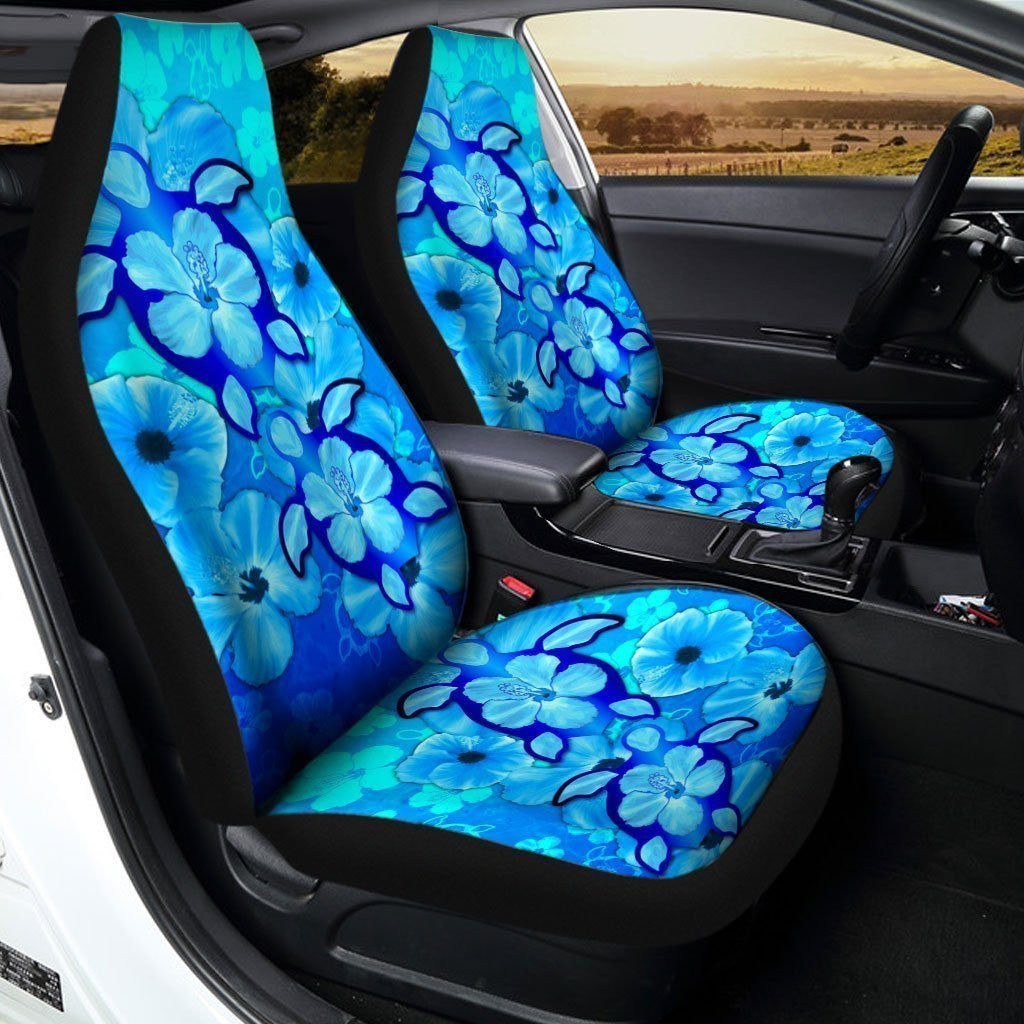 Turtle Hibiscus Car Seat Covers Custom Blue Car Accessories