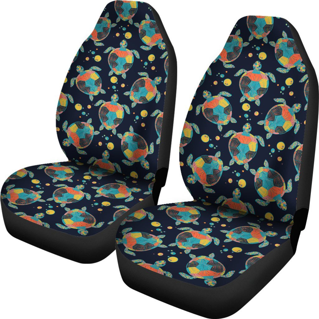 Sea Turtle Colorful With Bubble Print Car Seat Covers