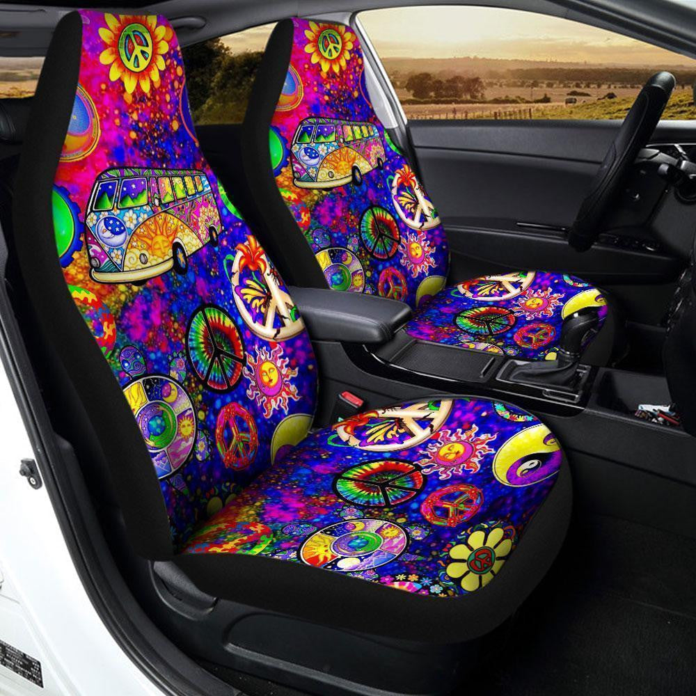 Peace Signs Car Seat Covers Pattern Custom Colorful Car Accessories