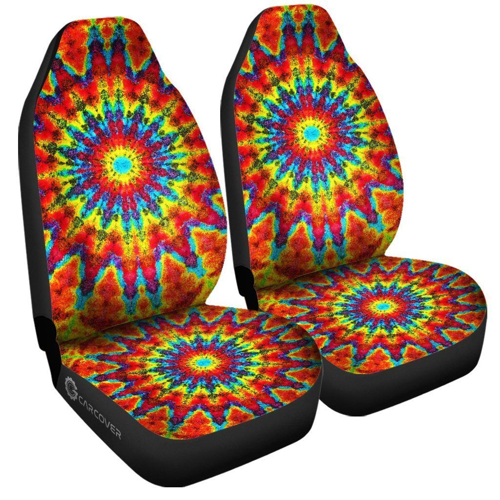 Kaleidoscope Tie Dye Car Seat Covers Custom Hippie Car Accessories