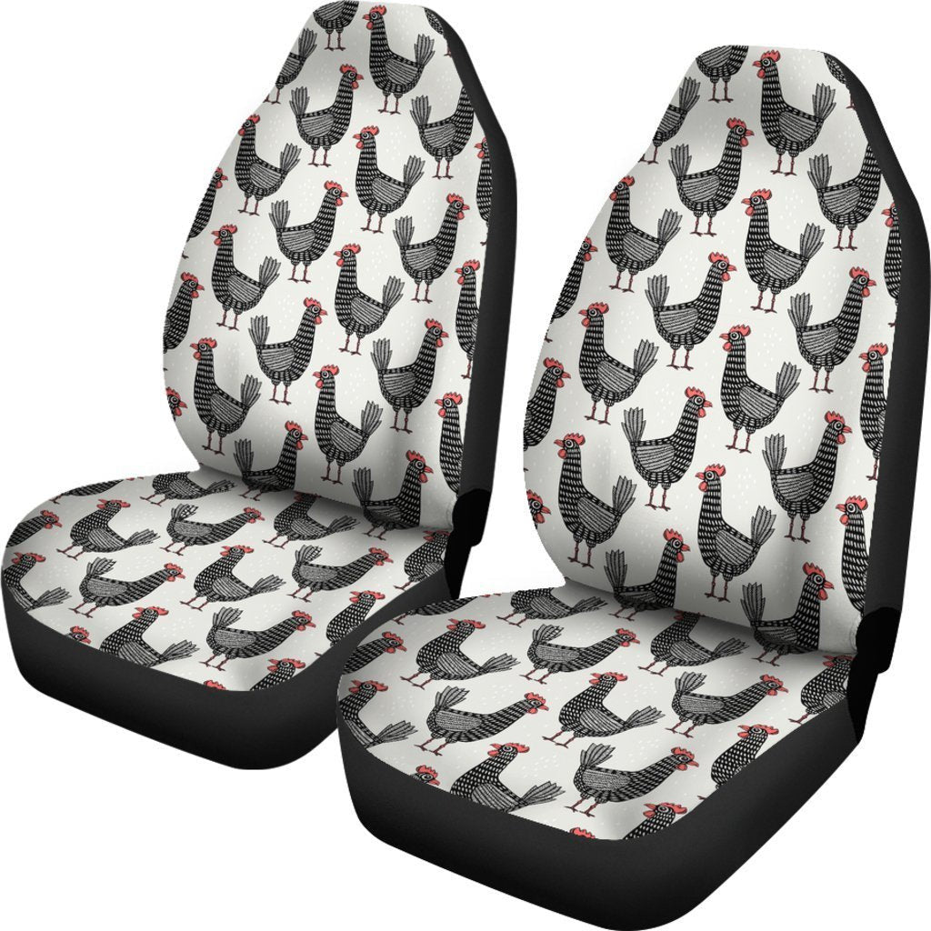 Farm Chicken Pattern Print Seat Cover Car Seat Covers Set 2 Pc, Car Accessories Car Mats