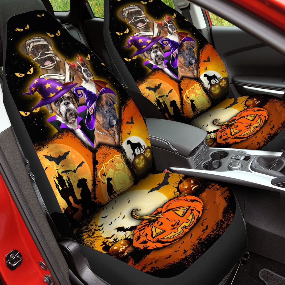 Boxer Halloween Pumpkin Scary Car Seat Covers