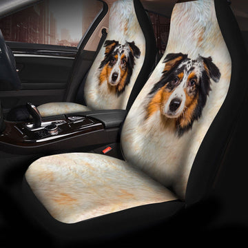 Australian Shepherd Dog Funny Face Car Seat Covers