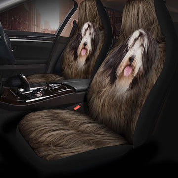 Bearded Collie Dog Funny Face Car Seat Covers