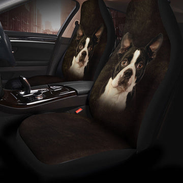 Boston Terrier Dog Funny Face Car Seat Covers