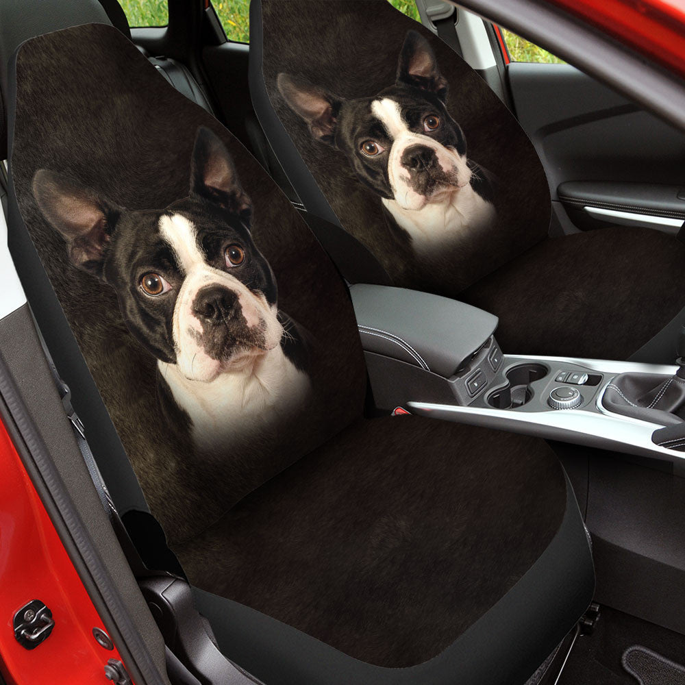 Boston Terrier Dog Funny Face Car Seat Covers