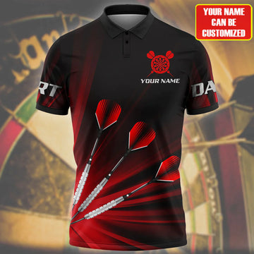 Darts Polo Shirt For Men, Personalized Name Darts All Over Printed, Darts Love Gifts