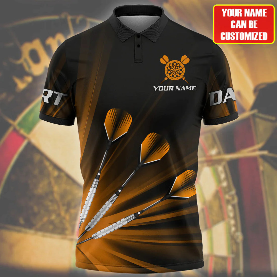 Darts Polo Shirt For Men, Personalized Name Darts All Over Printed, Darts Love Gifts