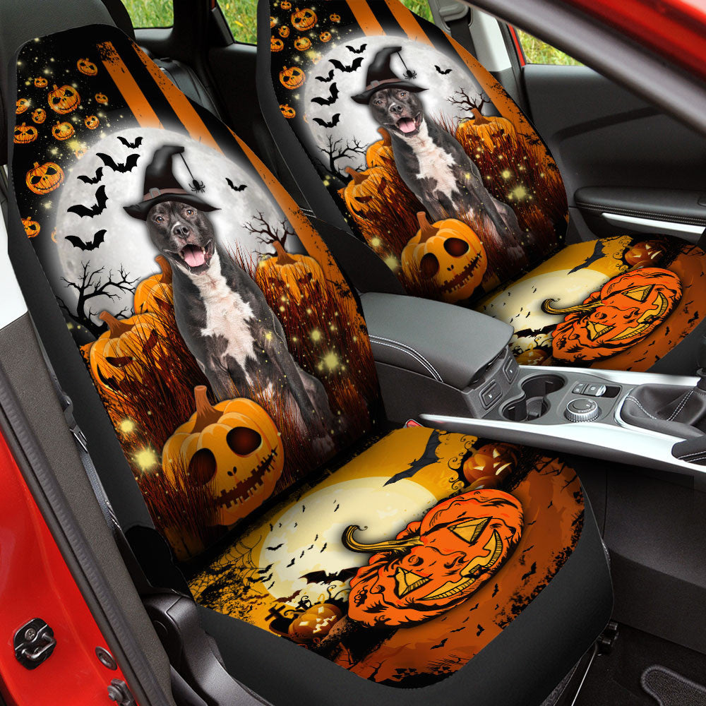 American Staffordshire Terrier Halloween Pumpkin Scary Moon Car Seat Covers