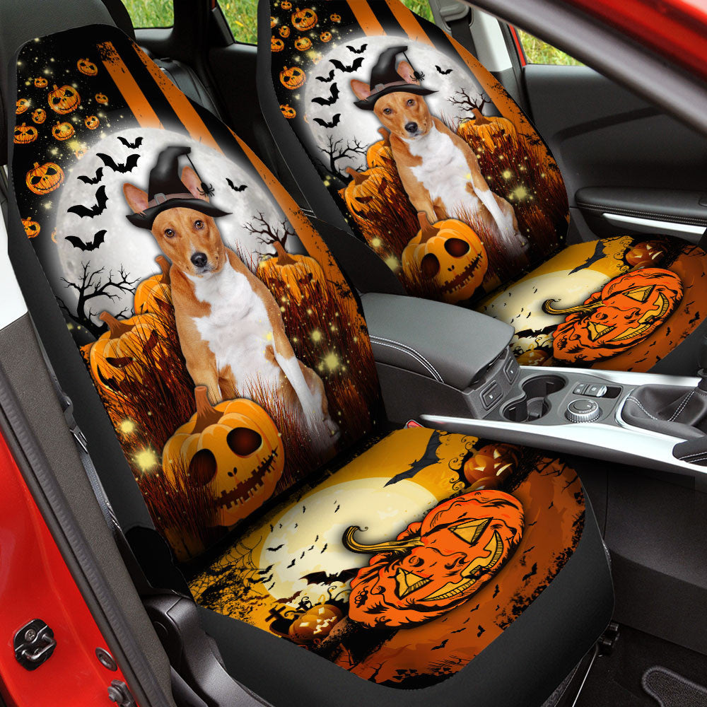 Basenji Halloween Pumpkin Scary Moon Car Seat Covers