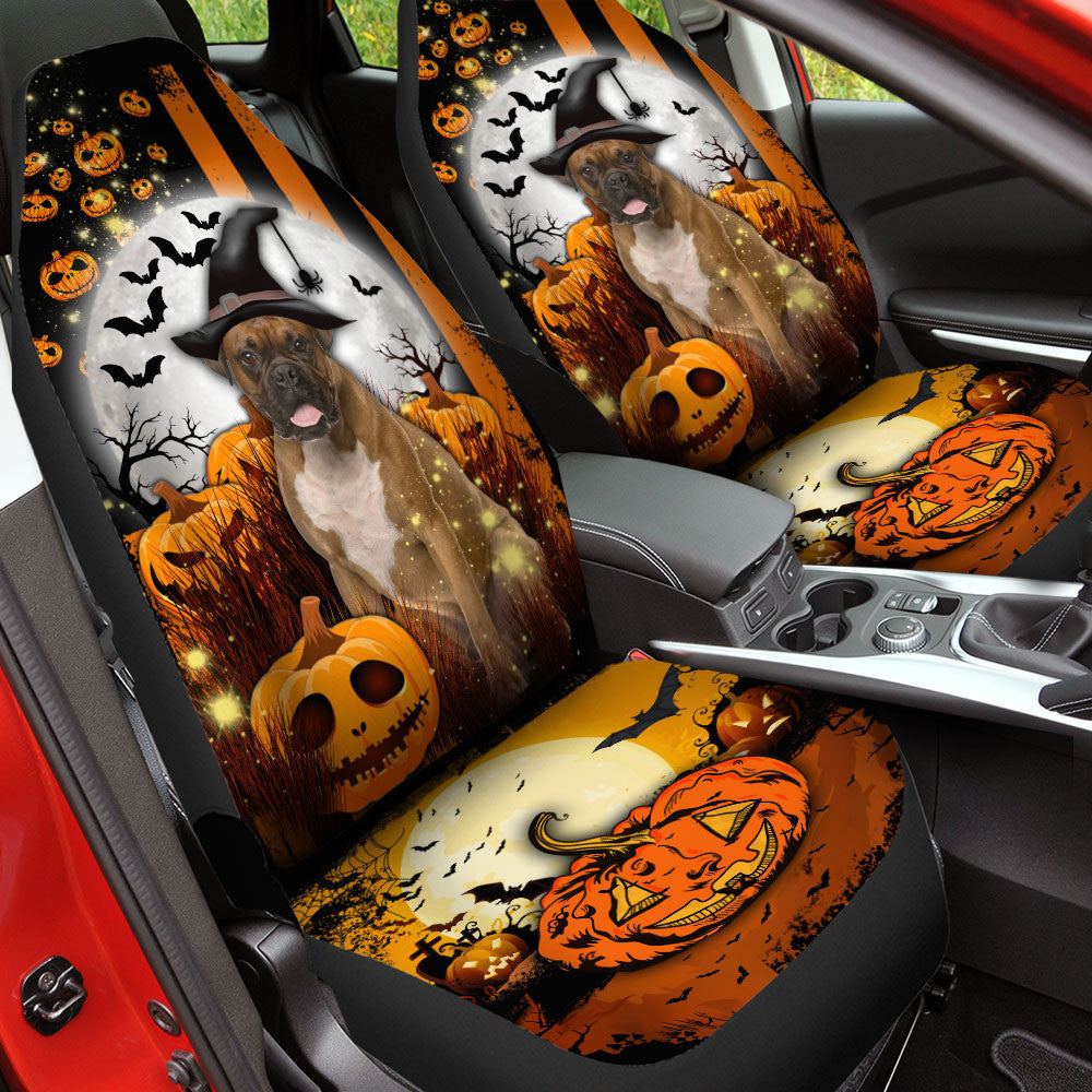 Boxer Halloween Pumpkin Scary Moon Car Seat Covers