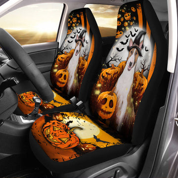 Bull Terrier Halloween Pumpkin Scary Moon Car Seat Covers