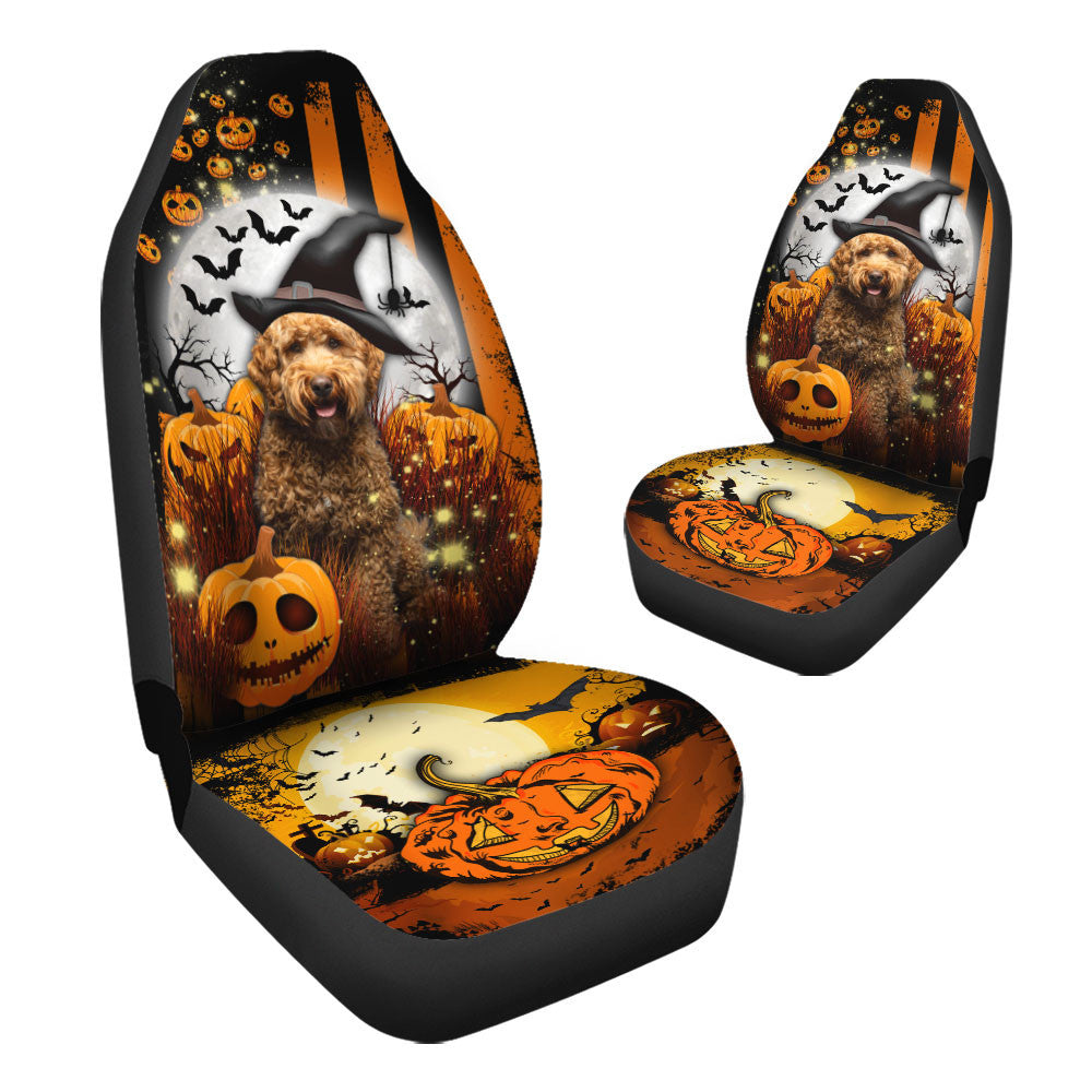 Cavapoo Halloween Pumpkin Scary Moon Car Seat Covers