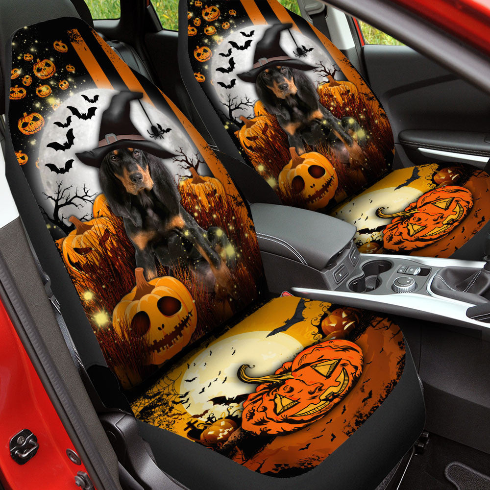 Coonhound Halloween Pumpkin Scary Moon Car Seat Covers