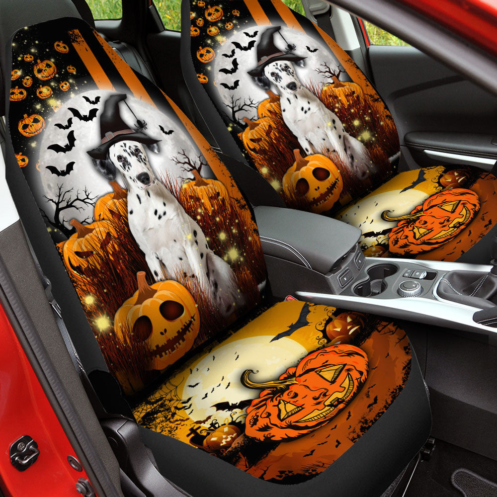 Dalmatian Halloween Pumpkin Scary Moon Car Seat Covers