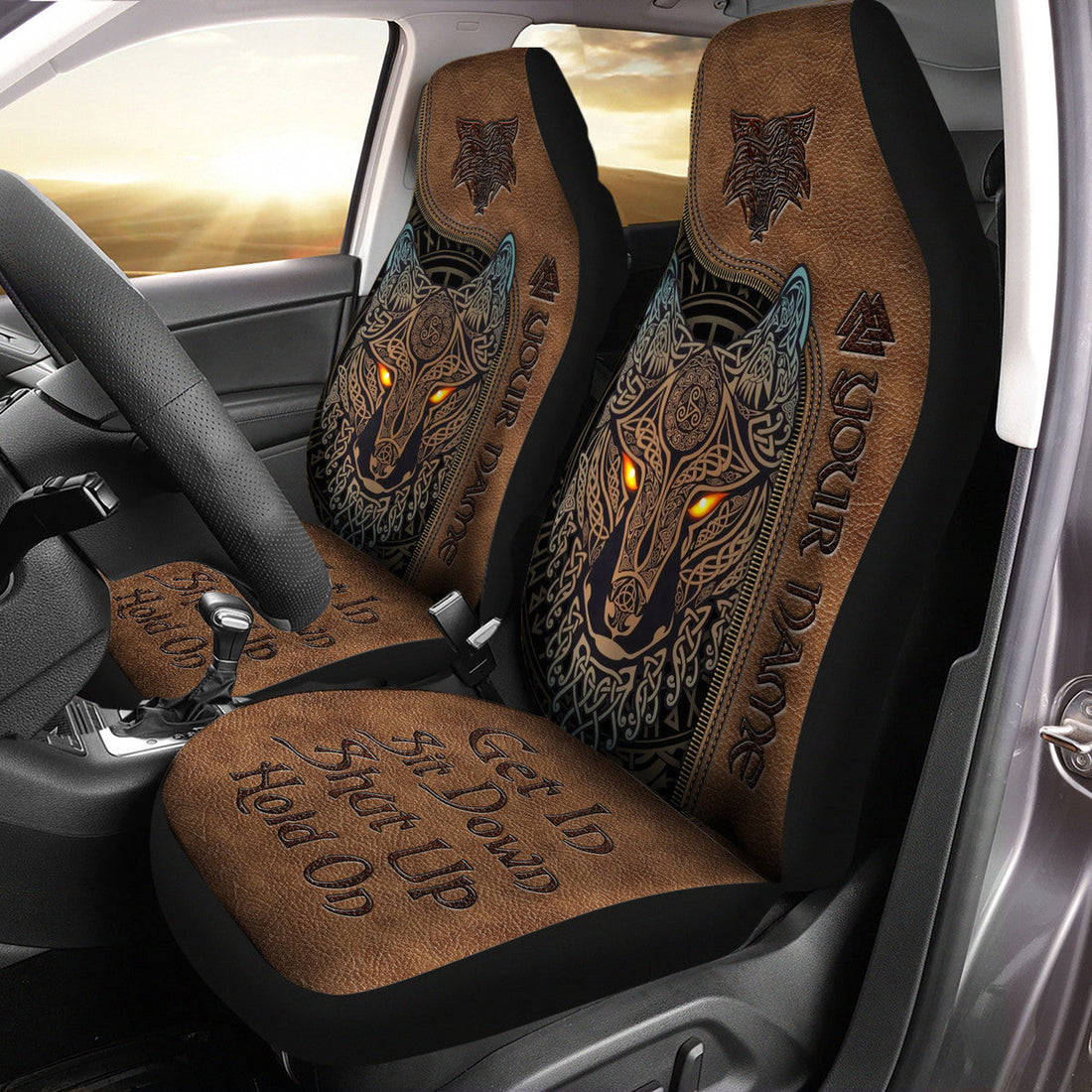 Viking Tattoo Hold on Car Seat Covers Universal Fit - Set 2