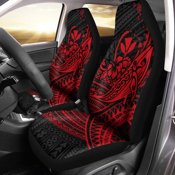 Hawaii Humpback Whale With Hibiscus Tribal Red Car Seat Covers