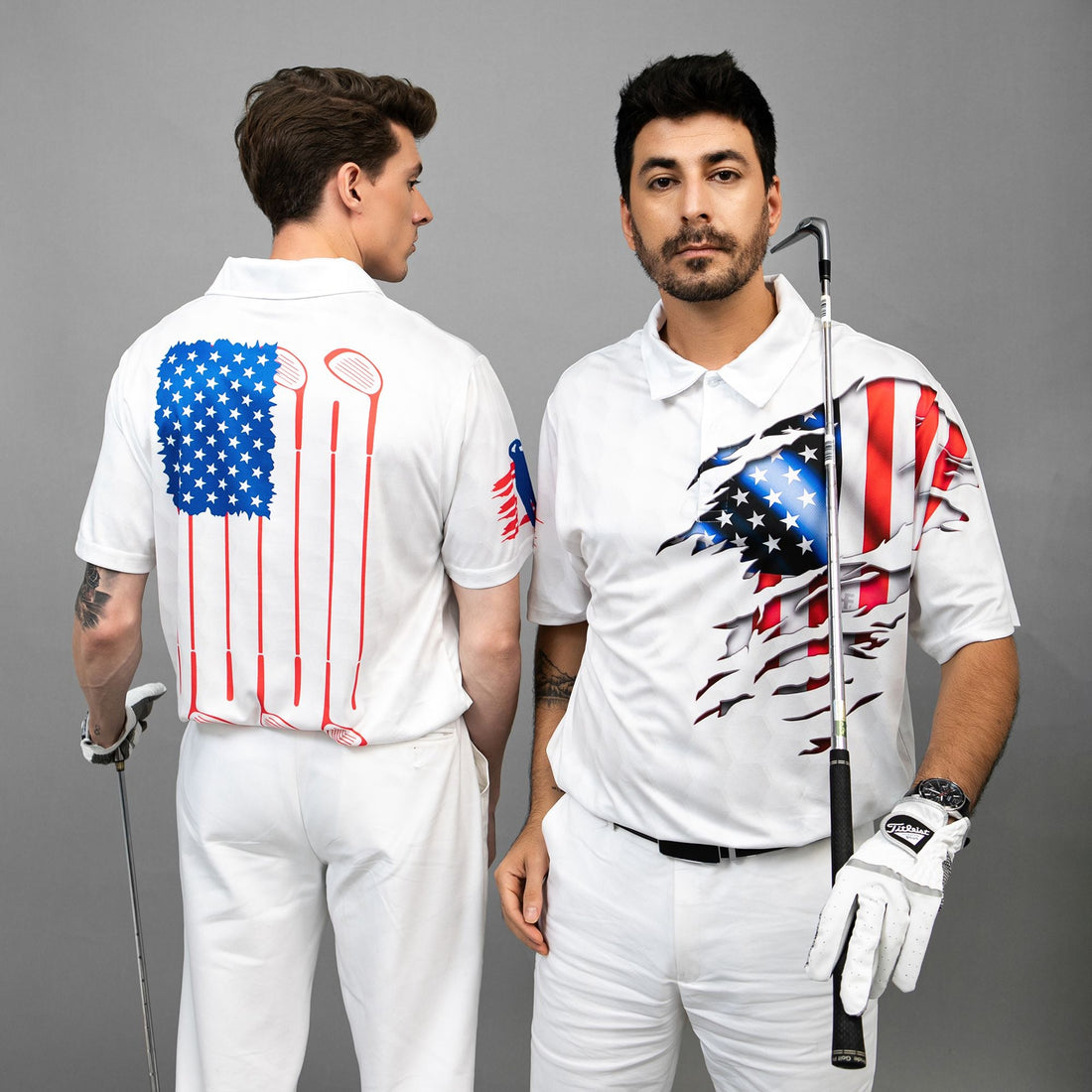 Golf American Flag Polo Shirt USA Flag Golf Shirt Patriotic Golf Shirt For Men - 1