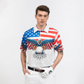 Golf American Flag Eagle Wings Polo Shirt White Golf Pattern And Golf Ball Polo Shirt Patriotic Golf Shirt For Men - 1