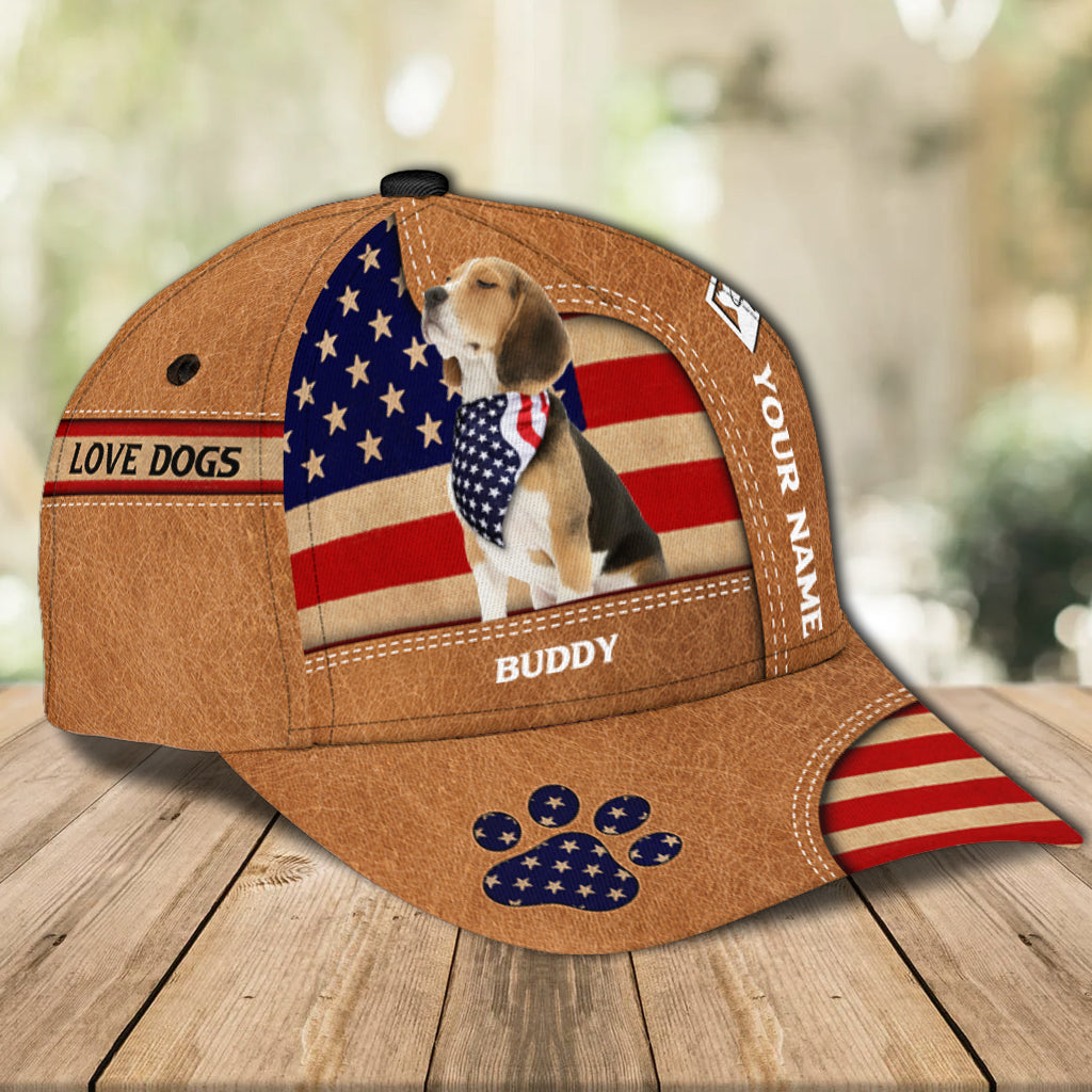 Gift for Father Lovely Dogs With USA Flag Personalized Classic Cap, Personalized Gift for Dog Lovers, Dog Dad, Dog Mom - CP094PS01 - BMGifts