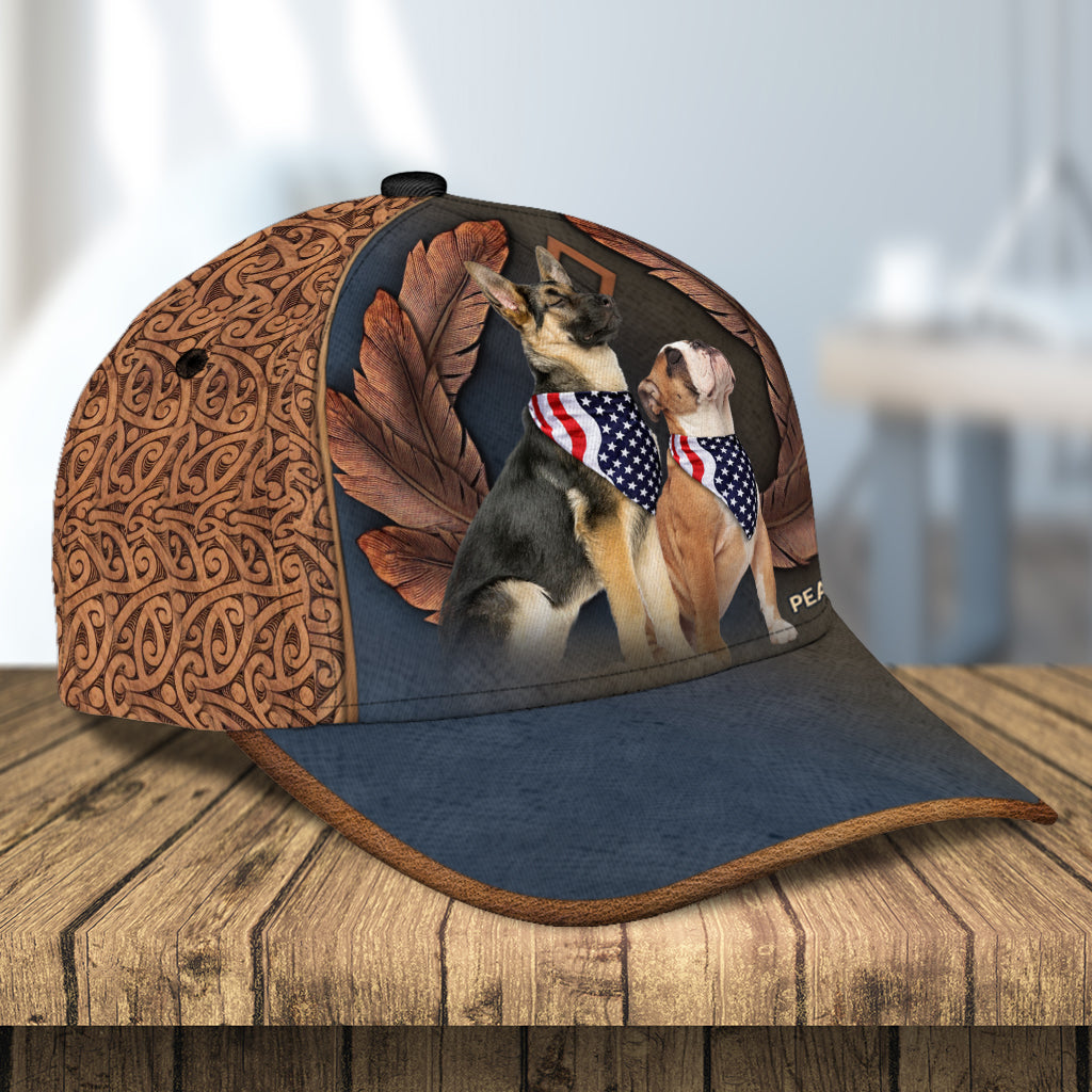 Cool Dogs With USA Flag Dog Personalized Classic Cap, Personalized Gift for Dog Lovers, Dog Dad, Dog Mom - CP106PS01 - BMGifts