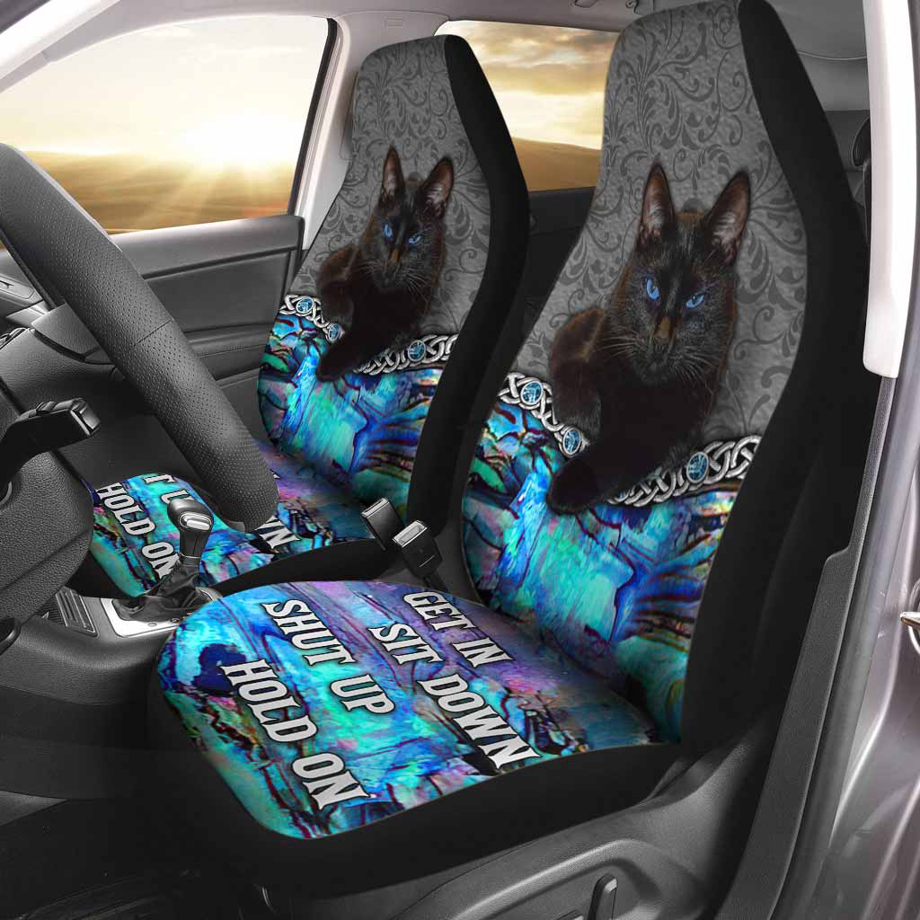 Car Seat Protector, Get In Sit Down, Black Cat 3D Printed On Front Car Seat Covers