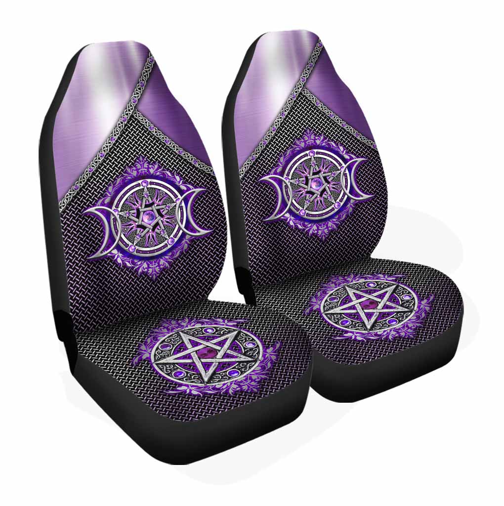 Purple Front Car Seat Covers For Her, Witch Pentagram Seat Covers, Gift For New Car