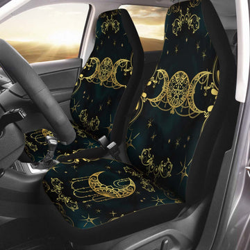 Witch Triple Moon 3D All Over Printed On Front Car Seat Covers, Winter Seat Cover For Cars