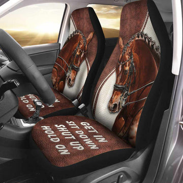 3D Full Printed Front Car Seat Cover For Horses Lover, Seat Covers With Leather Pattern Print